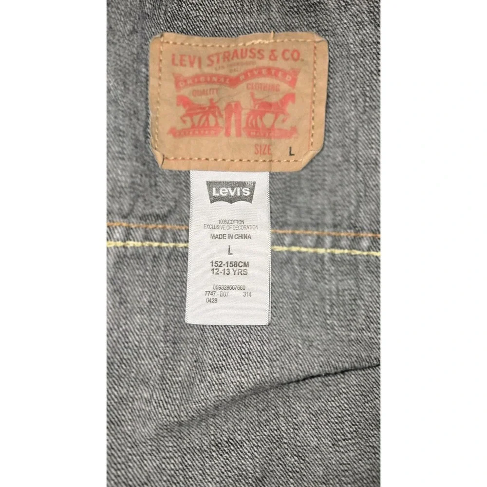 Levi's Denim Jacket Black Gray Youth Large 12–14 Classic‎ Trucker Style